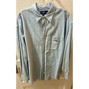 Vintage Polo Ralph Lauren Shirt Womens Size 14 Denim Chambray Cross Flags 80s
